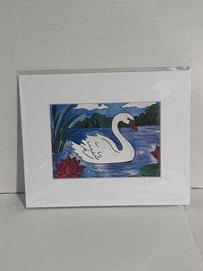 Swan in a Lake Watercolor Painting Art Print 10x8in Matt 5x7in Photograph